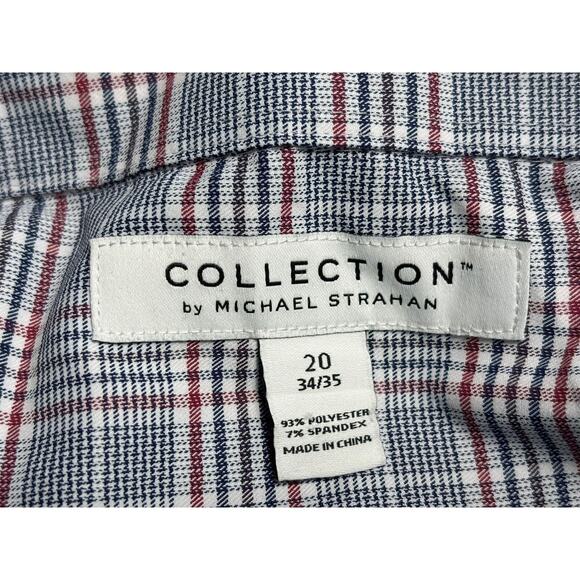 Collection by Michael Strahan Dress Shirt Mens 20 34/35 Blue Plaid Stretch - Picture 3 of 8
